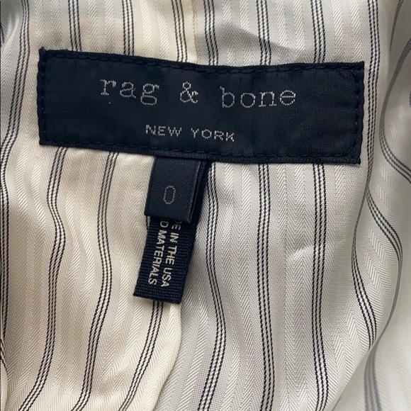 RAG & BONE Black & Ivory Single Breasted Blazer Size 0 - Picture 8 of 9